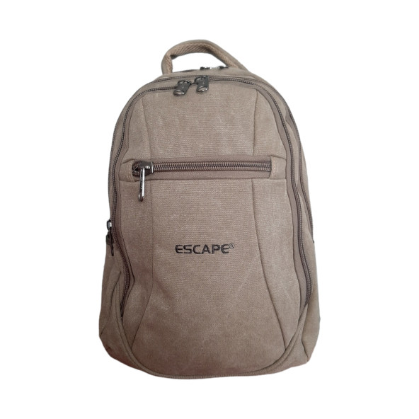 Escape 307 Uni Sırt Çantası Kanvas Kumaş Laptop Bölmeli Outdoor (Haki)