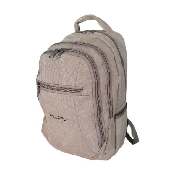 Escape 307 Uni Sırt Çantası Kanvas Kumaş Laptop Bölmeli Outdoor (Haki) - 2