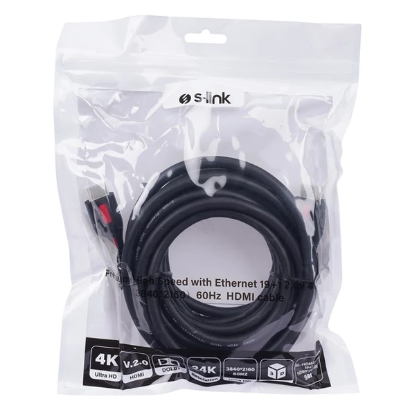 S-Link HDMI Kablo Siyah (5m) 4K - 3