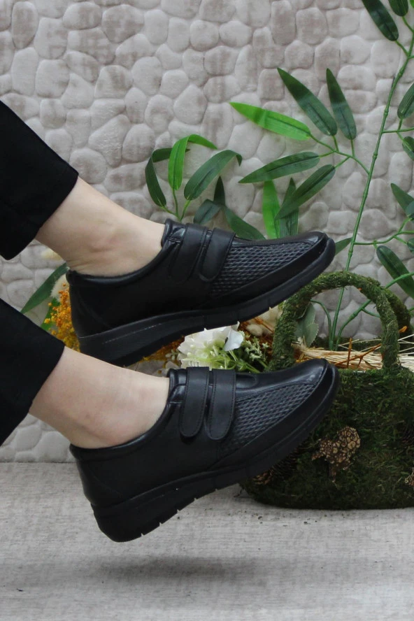 Fort Gnd 42213 Siyah Cırtlı Hafif Rahat Esnek Taban Kadın Günlük Ayakkabı - 5