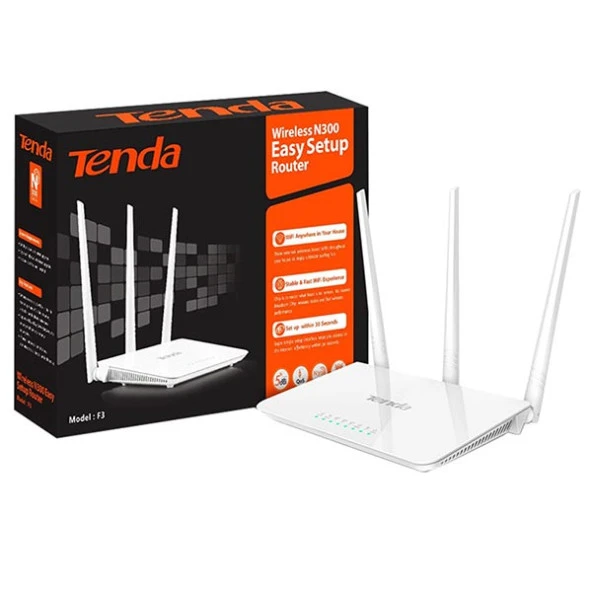TENDA F3 4 PORT 300 MBPS 3 ANTENLİ ACCESS POINT ROUTER (4453)