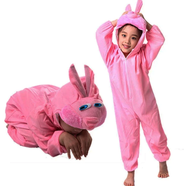 Çocuk Tavşan Kostümü Pembe Renk 4-5 Yaş 100 cm (4453)