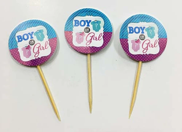 Cinsiyet Partisi Boy or Girl Kürdan Süsü 20 Adet (4453)