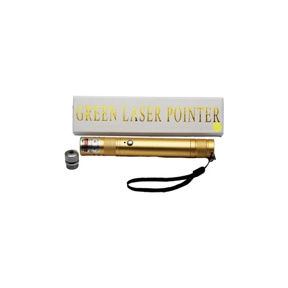 LAZER POINTER USB Lİ - GOLD YEŞİL LAZER METAL KASA BEYAZ KUTU (4453)