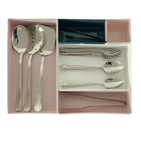 5 Parça Plastik Derin Çekmece İçi Modüler Düzenleyici  Organizer Tepsi Set (4453) - 3