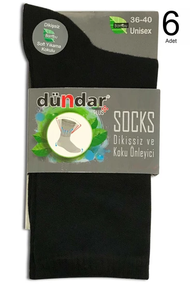 6'lı Dündar Bambu Unisex Bayan Diyabetik Şeker Çorap - 1