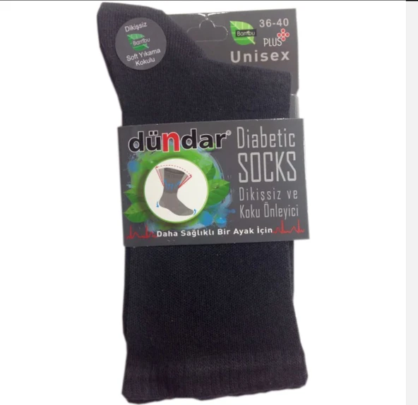 6'lı Dündar Bambu Unisex Bayan Diyabetik Şeker Çorap - 3