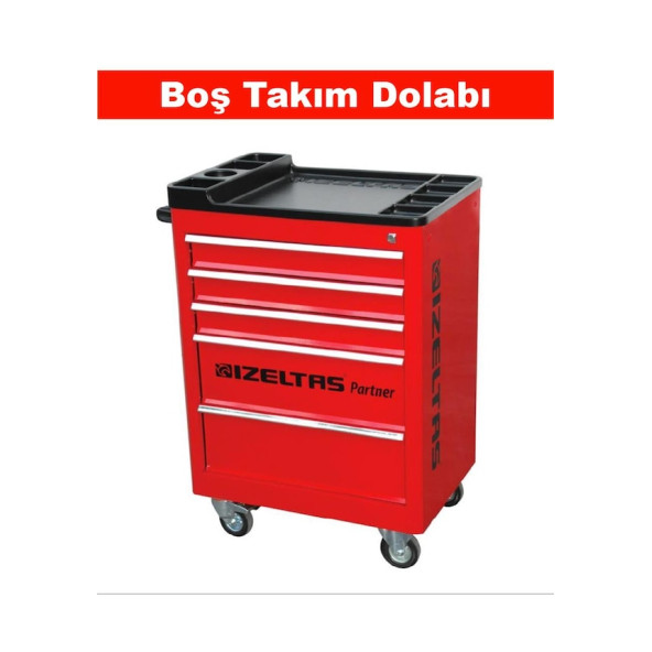 İzeltaş 8235326005 5. Çekmeceli Partner Serisi Boş Kırmızı Takım Dolabı