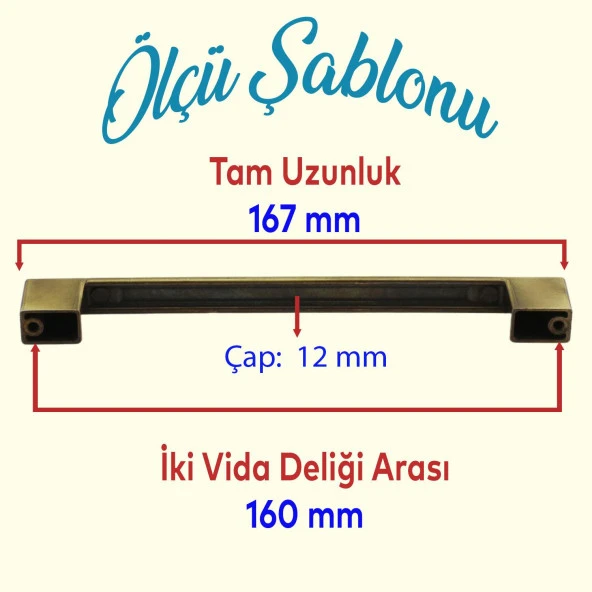 Mobilya Mutfak Dolabı Çekmece Dolap Kapak Kulpu Kulbu Antik Sarı 160 mm Metal Düz Kulp - Resim 2