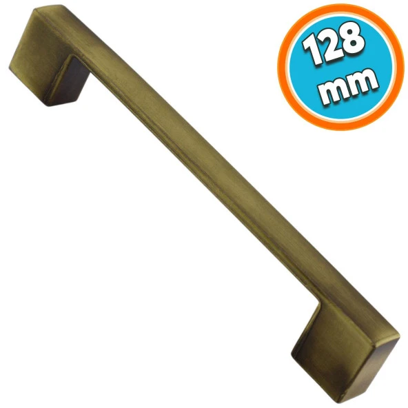 Mobilya Mutfak Dolabı Düz Çekmece Dolap Kapak Kulpu Kulbu Antik Sarı 128 mm Metal Kulp - 1