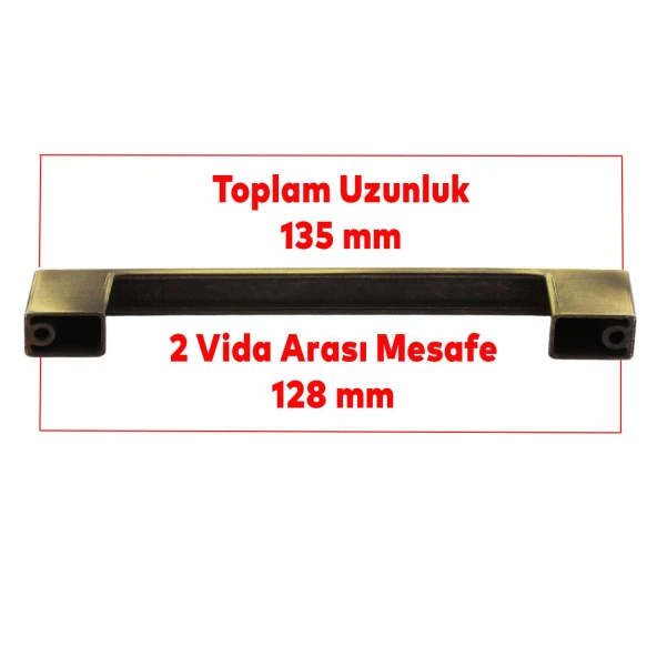 Mobilya Mutfak Dolabı Düz Çekmece Dolap Kapak Kulpu Kulbu Antik Sarı 128 mm Metal Kulp - 4