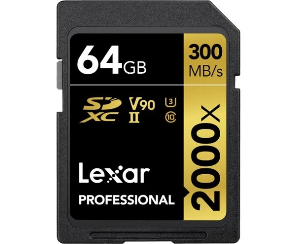 Lexar 64Gb 300Mb/s 2000x V90 U3 UHS-II SDHC 4K Hafıza Kartı