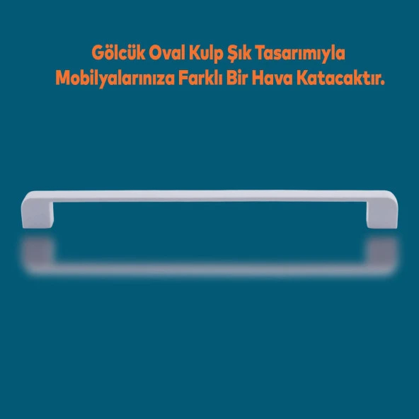 Mobilya Mutfak Dolabı Çekmece Dolap Oval  Kapak Kulpu Kulbu Beyaz 224 mm Metal Kulp - 3