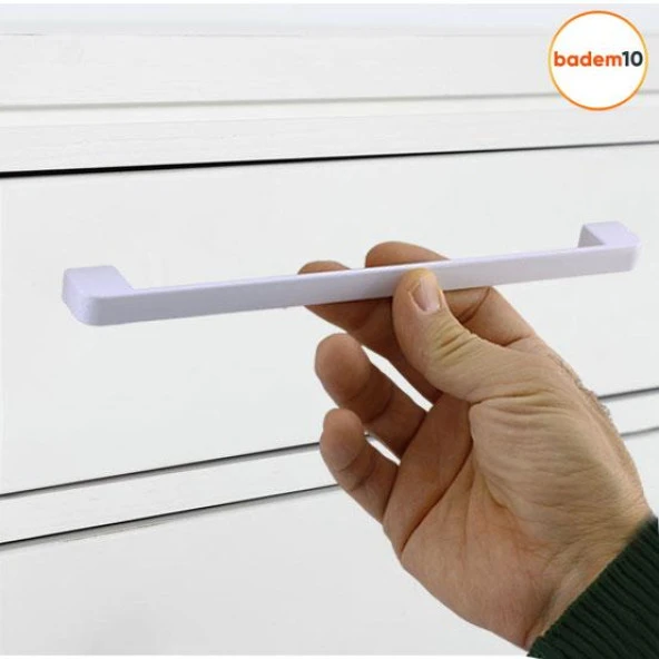 Mobilya Mutfak Dolabı Çekmece Dolap Oval  Kapak Kulpu Kulbu Beyaz 224 mm Metal Kulp - 5
