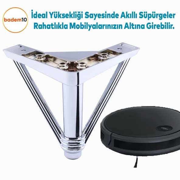 Pars Lüks Mobilya Oturma Grubu Kanepe Tv Ünitesi Koltuk Ayağı Baza Ayakları Plastik 12 Cm Krom - 5