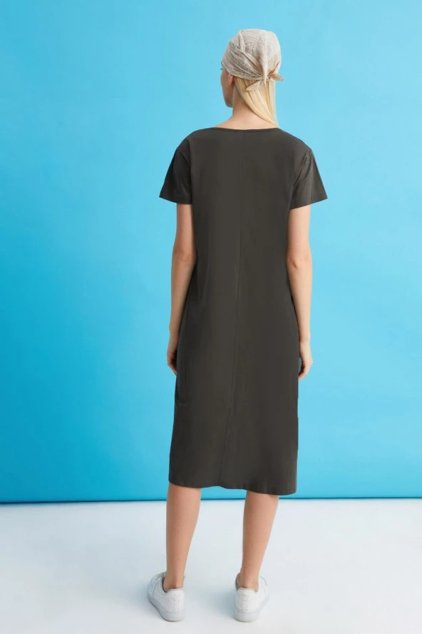 Kısa Kollu Salaş Elbise (b22-43600) - 4