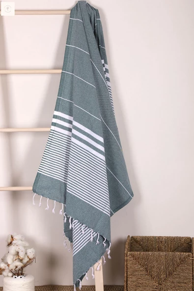 Çizgili %100 Pamuk Soft Peştemal Banyo Plaj Havlusu 100x180 Cm - 6