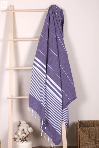 Çizgili %100 Pamuk Soft Peştemal Banyo Plaj Havlusu 100x180 Cm - 7