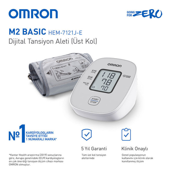 Omron M2 HEM-7121-E Üst Koldan Ölçer Dijital Tansiyon Aleti