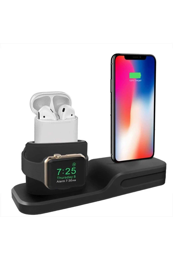 Apple Watch & Iphone &; Air Pods ile Uyumlu Silikon Dock Stand