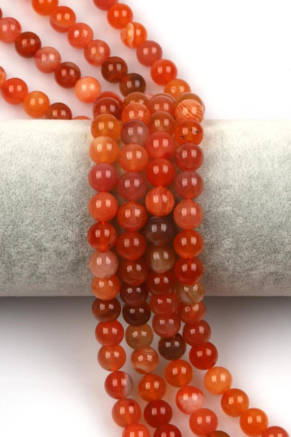 Karnelyan Akik Doğal Taş Dizi 8 mm Küre Kesim ürün görseli