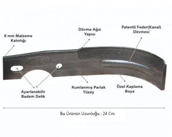 Demiray Federli Kaan Benzinli Çapa Makinası Çapa Bıçağı Takımı (26 CM - 24 ADET) - 4