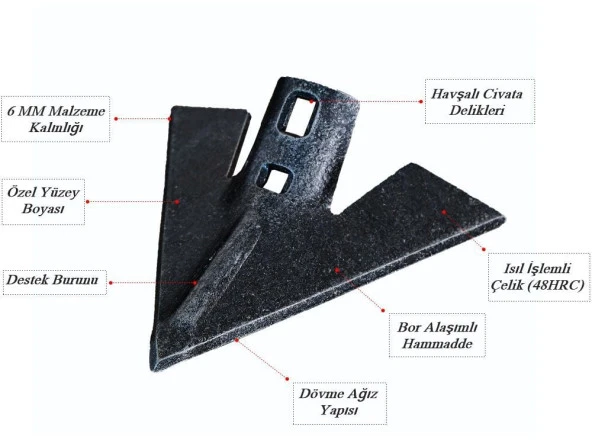 Demiray Çelik 6 MM Kültivatör Pabucu - 24 CM Kaz ayağı Bıçağı - Resim 2