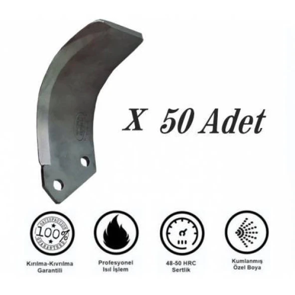 Demiray 1.Kalite 7 MM Ekstra Çelik C Tipi Rotovatör Bıçağı 50 Adet - Yüksan Marka Uyumlu - 1