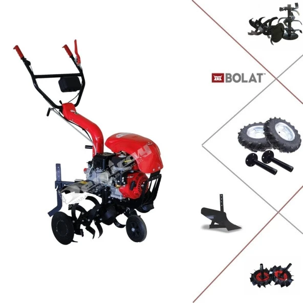 Bolat Atom 3+1 Benzinli 7 Hp Çapa Makinası - Demir Teker Aparatı Kampanyası