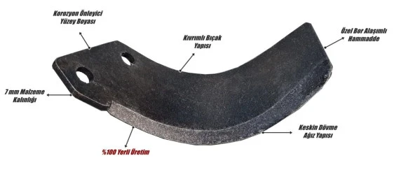 Demiray Çelik 7 MM 48 ADET Türkay - Hisarlar - Yüksan - Torunoğlu Uyumlu C Tip Rotovatör Bıçağı - Resim 2