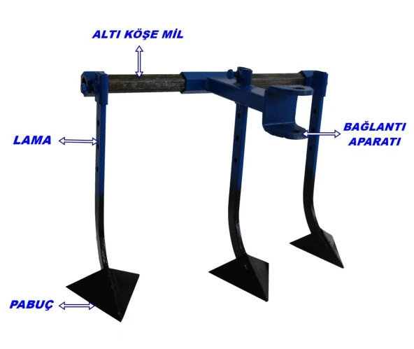 Yağmur Benzinli Çapa Makinalarına Uyumlu Demiray 3'lü Kazayak Aparatı - Resim 4