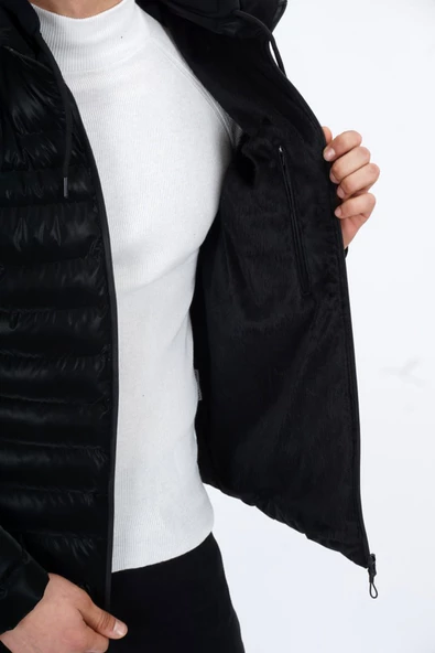 Dynamo Erkek Kapüşonlu Şişme Süet Slim-fit Mont - 2