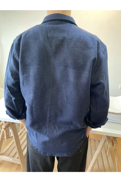 Haki Erkek Slim Fit Çift Cep Kapaklı Oduncu Gömlek - 9