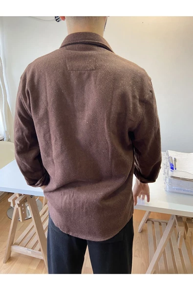 Haki Erkek Slim Fit Çift Cep Kapaklı Oduncu Gömlek - 6