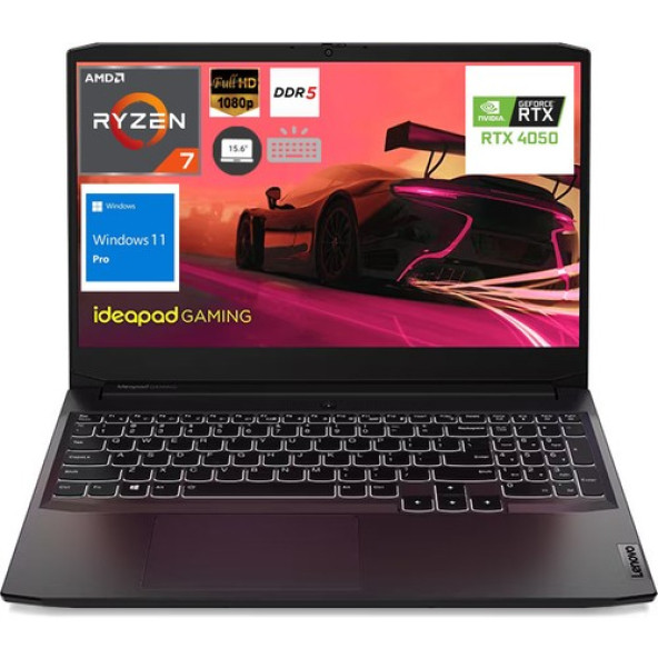 Lenovo Ideapad Gaming 3 Ryzen 7 7735HS 16GB 1TB SSD RTX4050 15.6" Fhd Win11 Pro Taşınabilir Bilgisayar 82SB00P4TR WZ03