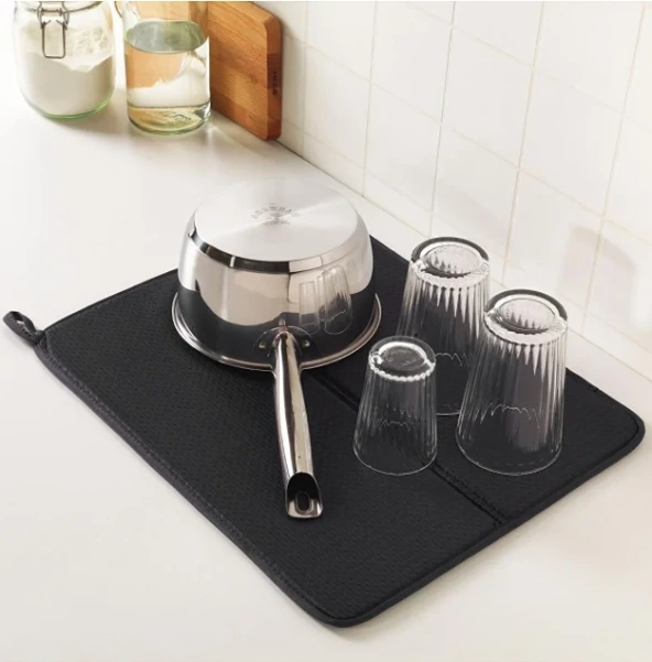 Bulaşık Kurutma Siyah Örtüsü Nanofiber Ultra Emici Bulaşık Örtüsü Bulaşık Matı Kurulama Bezi - 4