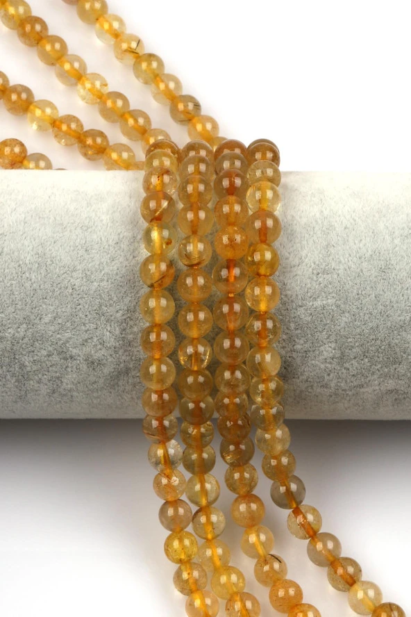Gold Rutil Kuvars Doğal Taş Dizi 7 mm Küre Kesim ürün görseli