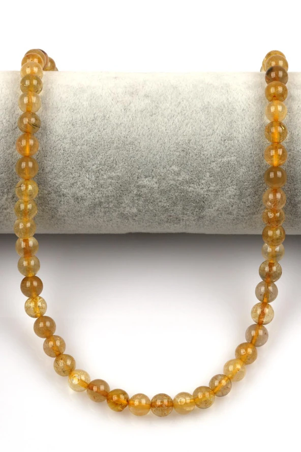 Gold Rutil Kuvars Doğal Taş Dizi 7 mm Küre Kesim - Resim 2