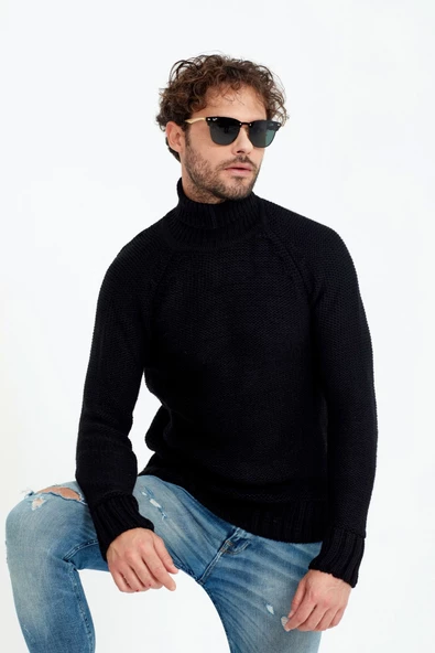 Erkek Kahverengi  Kalın Balıkçı Triko Kazak - 10