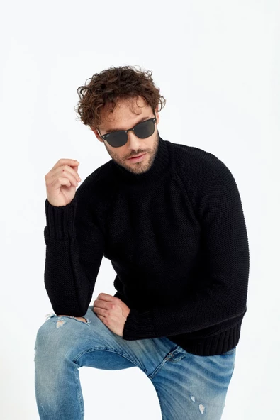 Erkek Kahverengi  Kalın Balıkçı Triko Kazak - 7