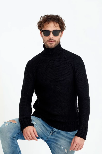 Erkek Kahverengi  Kalın Balıkçı Triko Kazak - 6