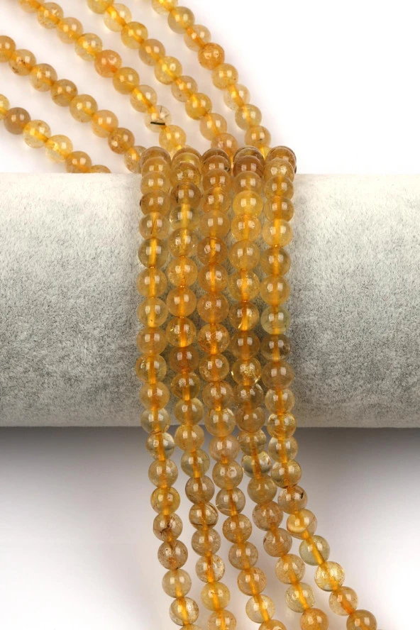 Gold Rutil Kuvars Doğal Taş Dizi 6 mm Fasetli Küre Kesim