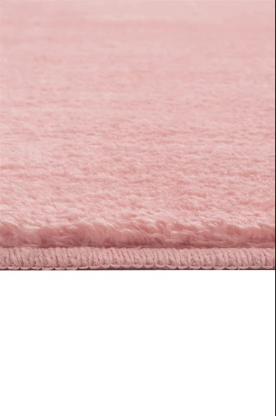 Modern Dekoratif Yuvarlak Puffy Peluş Ponpon Saçaklı Salon Oturma Odası Halısı Pembe - 7