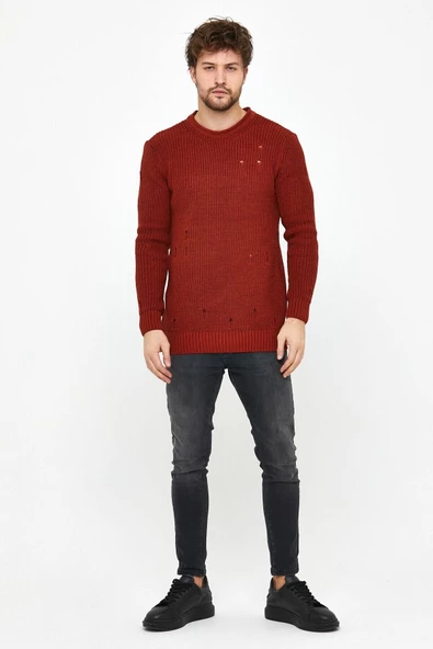 Erkek Destroylu Modelli Triko Kazak - 12