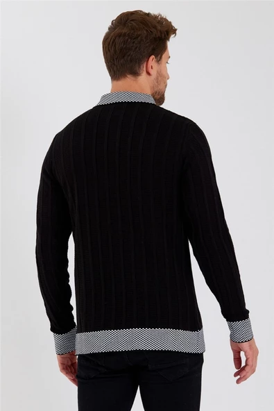 Erkek Polo Yaka Desenli Çizgili Triko - 8