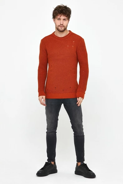 Erkek Destroylu Modelli Triko Kazak - 8