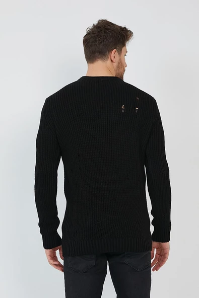 Erkek Destroylu Modelli Triko Kazak - 4