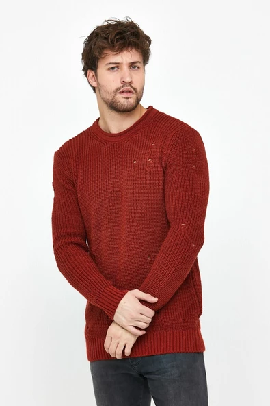 Erkek Destroylu Modelli Triko Kazak - 11