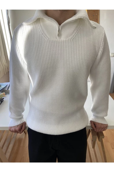 Erkek Regular Fermuarlı Balıkçı Triko Kazak - 4