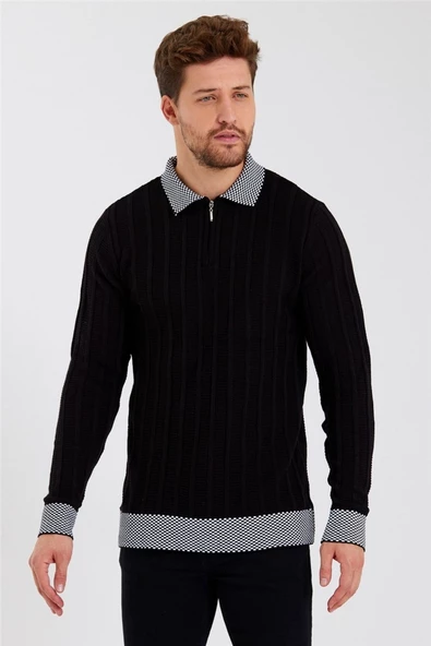 Erkek Polo Yaka Desenli Çizgili Triko - 9